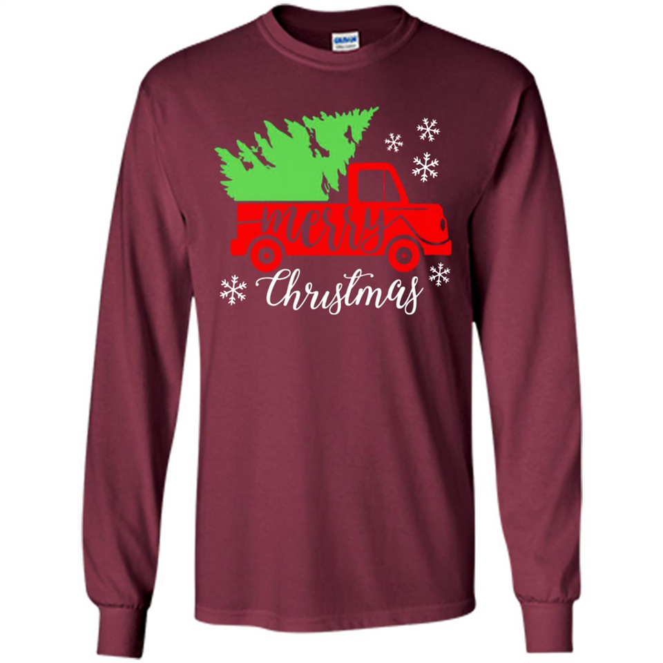 Vintage Christmas Classic Truck T-Shirt with Snow and Tree