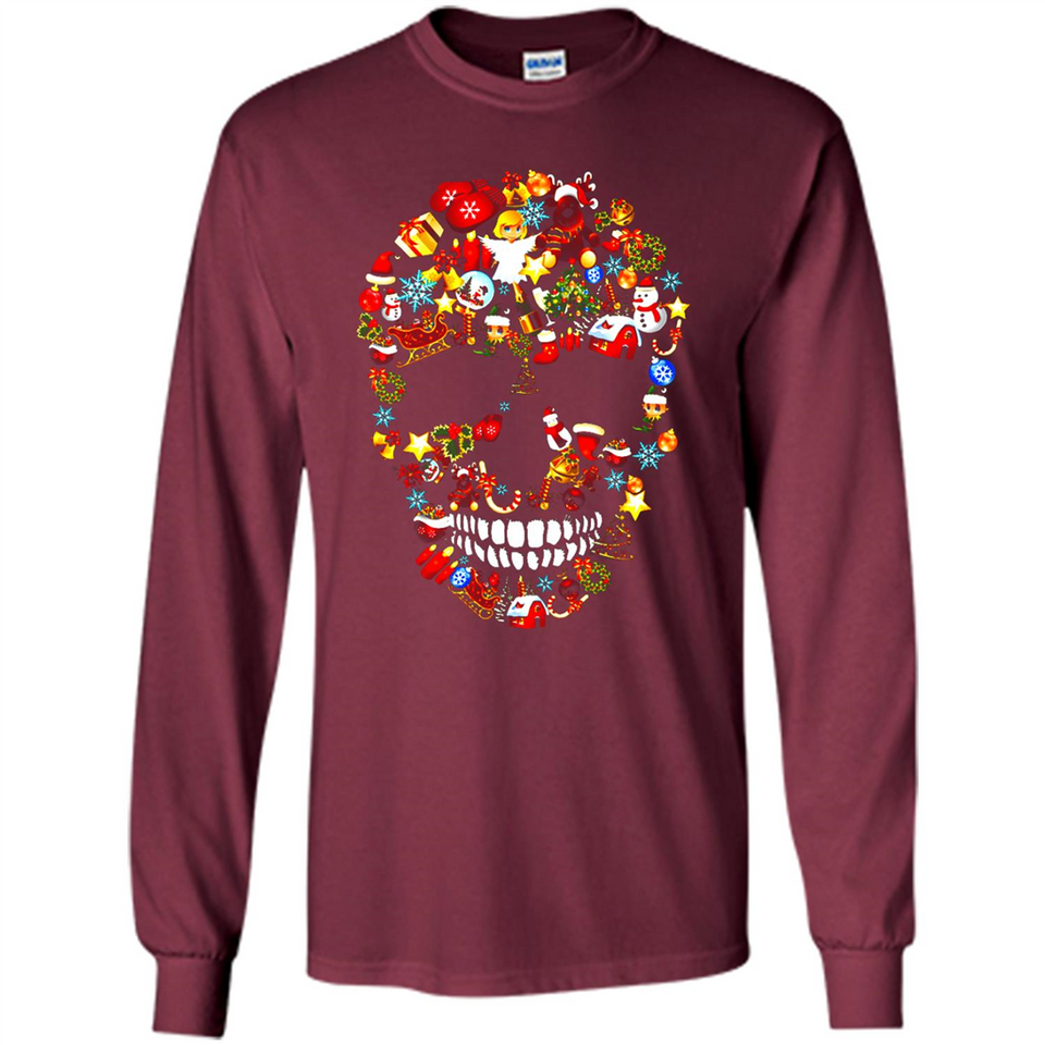 Skull Christmas Decorations Merry Xmas T-Shirt - Long Sleeve T-Shirt