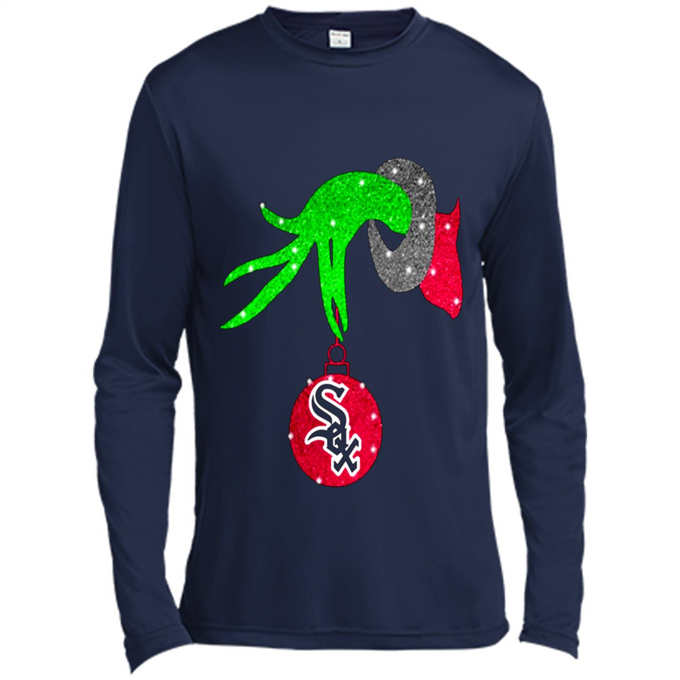 GRINCH HAND HOLDING CHICAGO WHITE SOX GLITTER CHRISTMAS PINGPONG