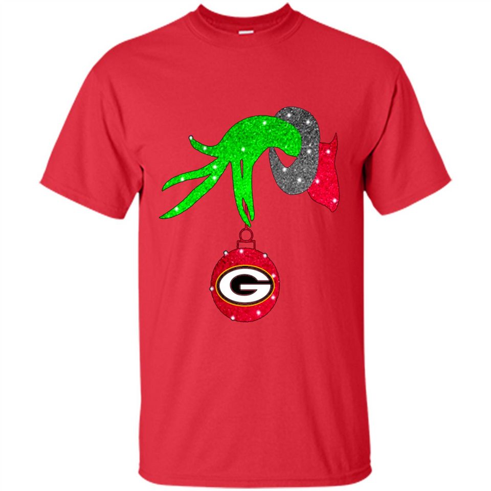 GRINCH HAND HOLDING GREEN BAY PACKERS GLITTER CHRISTMAS PINGPONG
