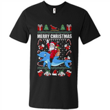 Ugly Christmas Santa Riding Dolphin - Men's V-Neck