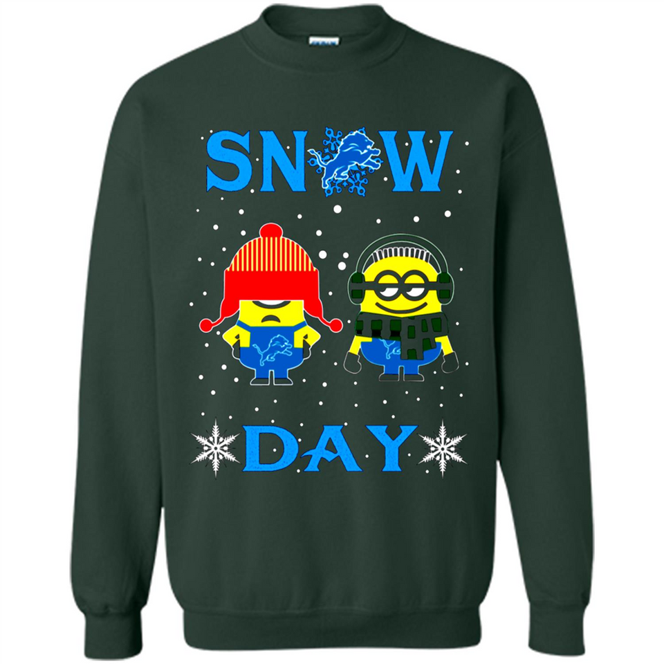 Snow Day Shirt For Detroit Lions Vs Minion Fans pingpong