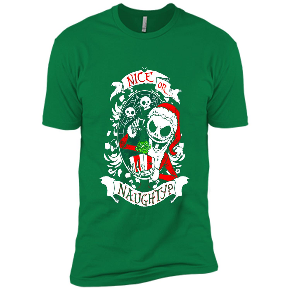 Christmas Shirt, Santa Nice Or Naughty Xmas - Premium Short Sleeve T-Shirt