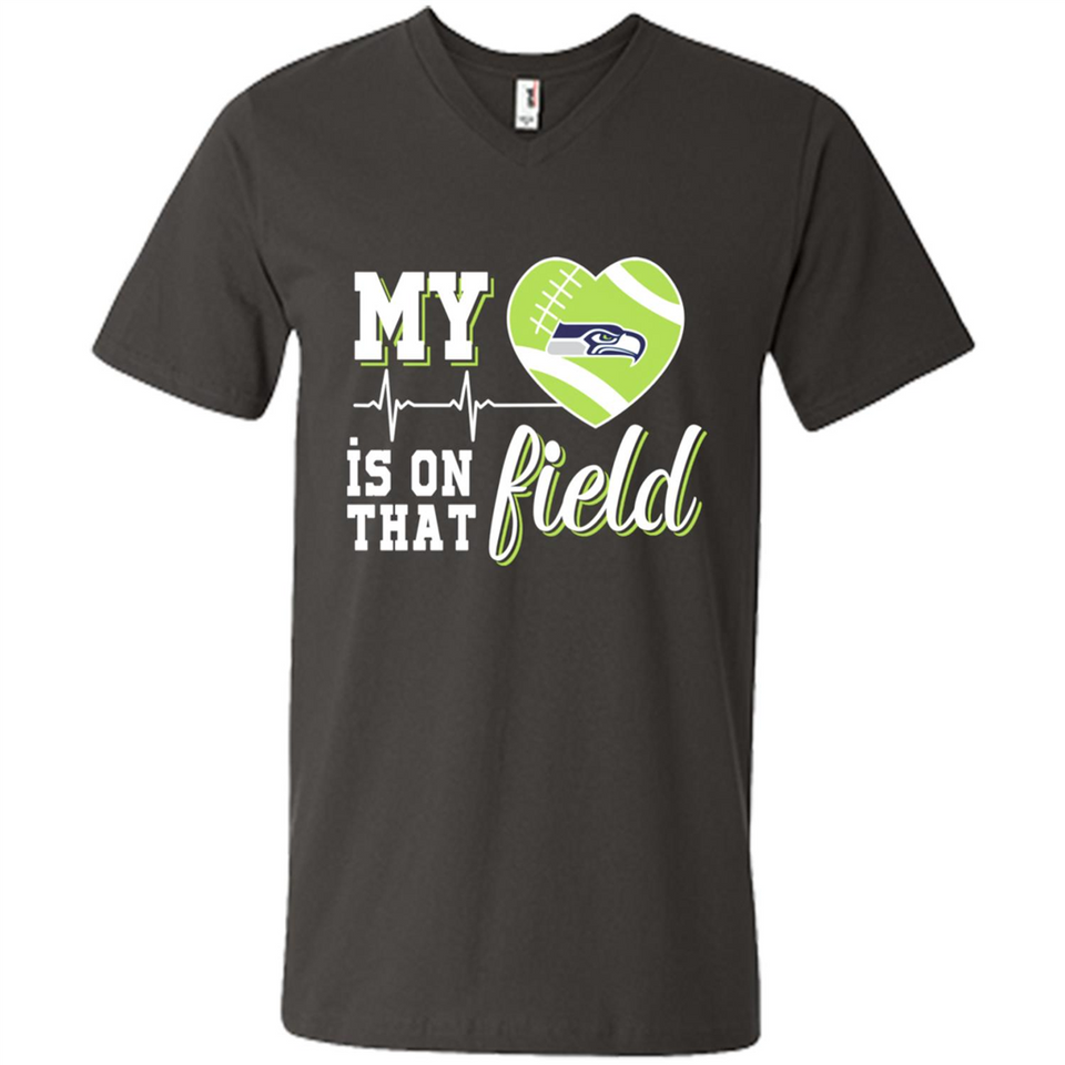 Seattle Seahawks Football My Heart is on that Field - Men's V-Neck