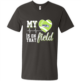 Seattle Seahawks Football My Heart is on that Field - Men's V-Neck