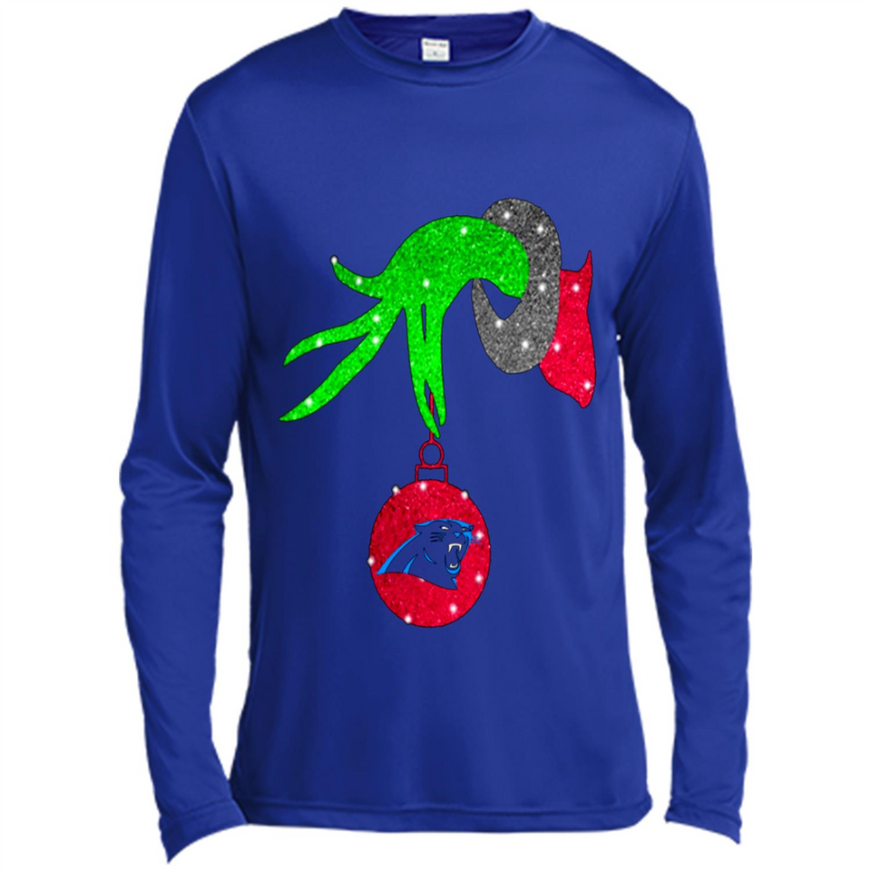 GRINCH HAND HOLDING CAROLINA PANTHER GLITTER CHRISTMAS PINGPONG
