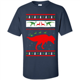Dinosaur and Santa Clause Ugly Christmas Sweater - Shirt