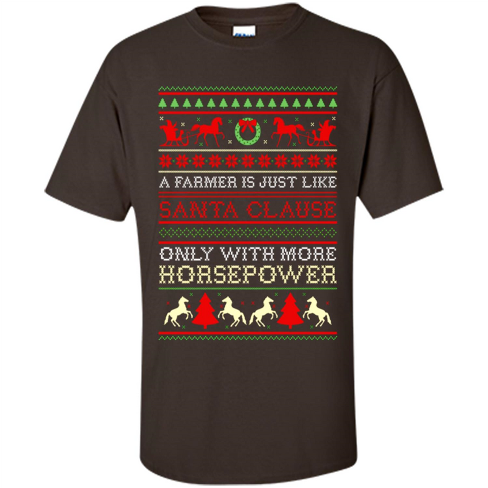 Funny Farmers Gift Ugly Santa Claus Horsepower - Shirt