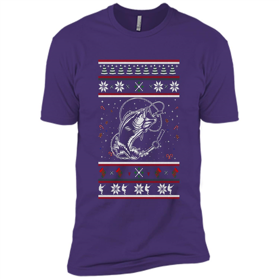 Christmas Ugly Sweater Fishing Ugly Christmas Sweater - Premium Short Sleeve T-Shirt