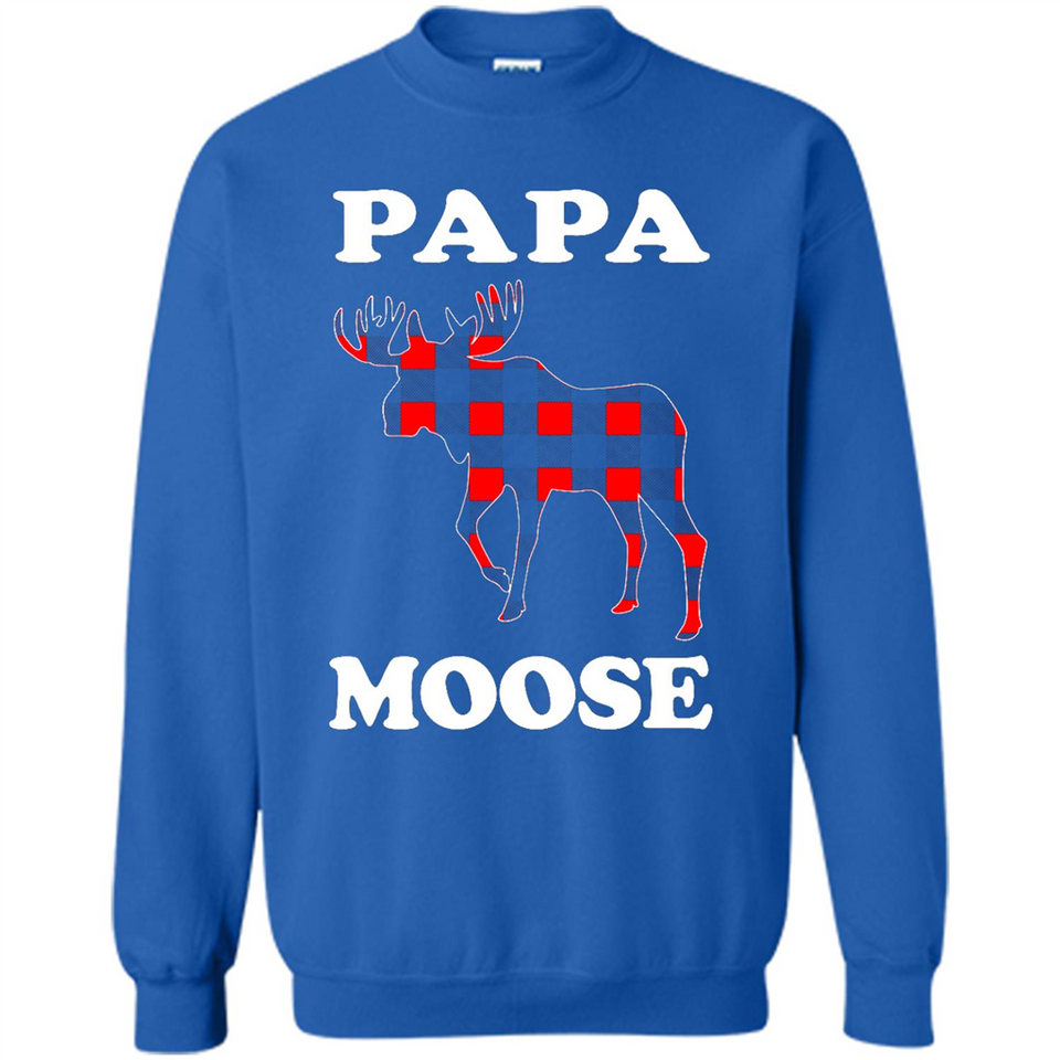 Papa Moose Funny Christmas Plaid Buffalo T-Shirt - Sweatshirt