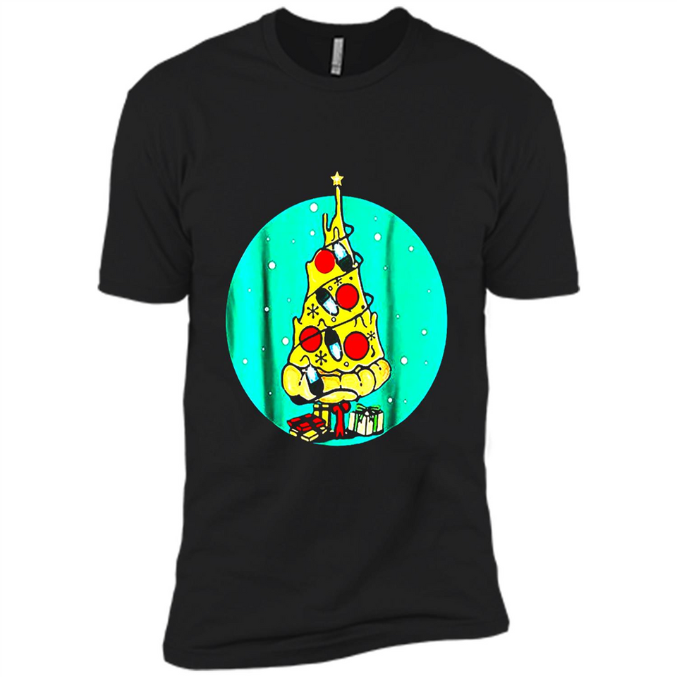 Funny Pizza Ugly Christmas Sweater Xmas Pizza Tree - Premium Short Sleeve T-Shirt