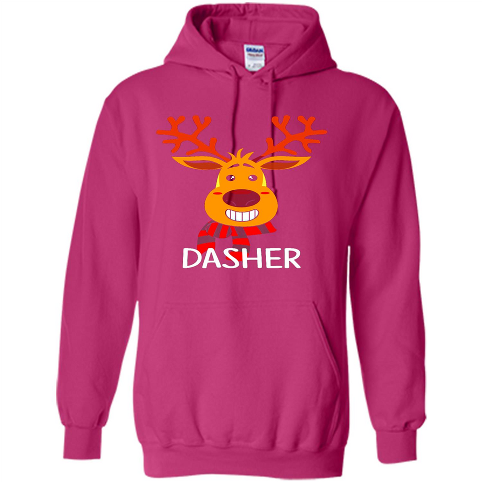 Dasher Reindeer Santa Claus Funny Xmas Holiday T-Shirt - Hoodie