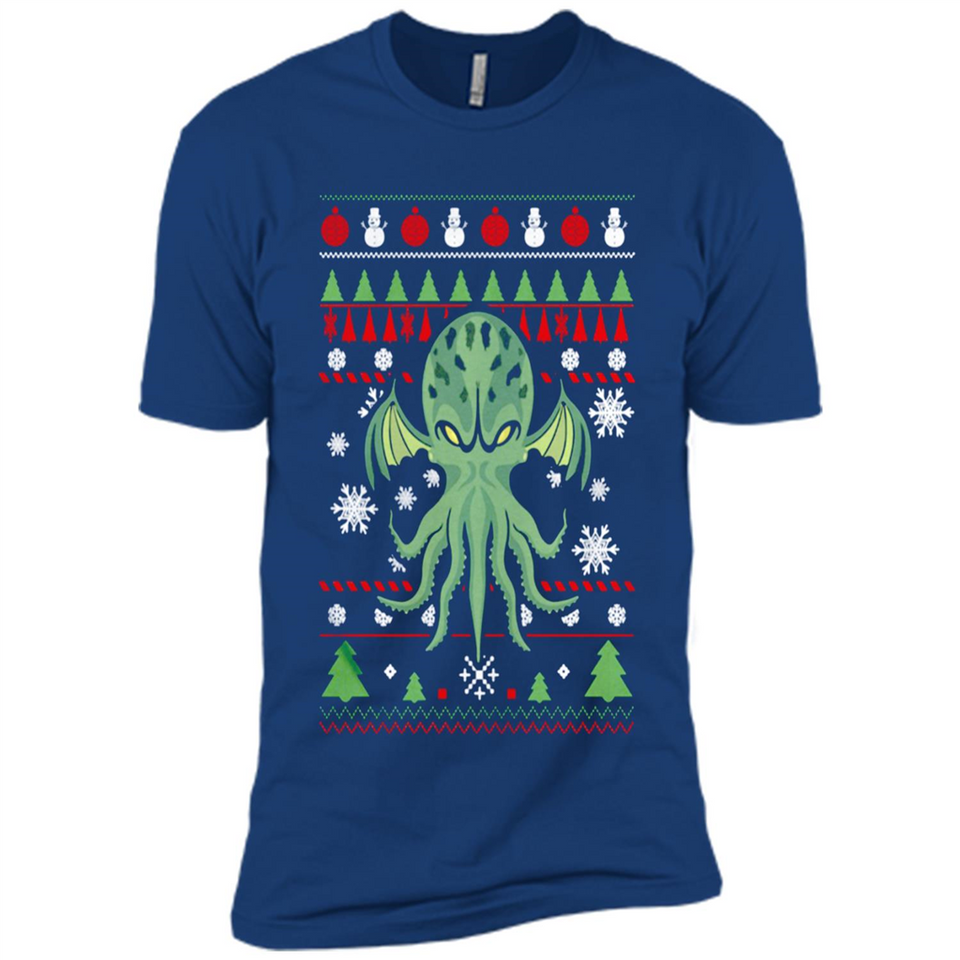 Octopus Ugly Sweater Christmas - Premium Short Sleeve T-Shirt