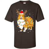 Christmas Lights Shetland Sheepdog Wearing Santa Hat Funny Xmas - Shirt