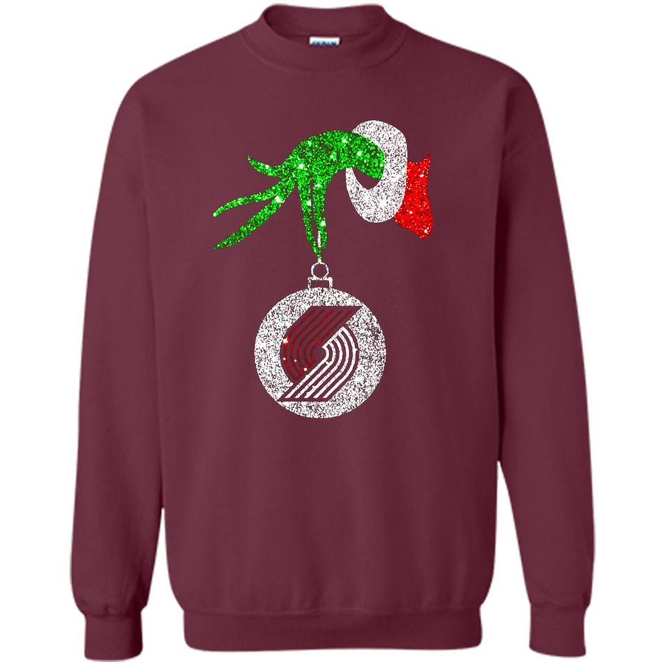 Amazing shirt Portland Trail Blazers Glitter Grinch Monogram Ornament Christmas - Sweatshirt