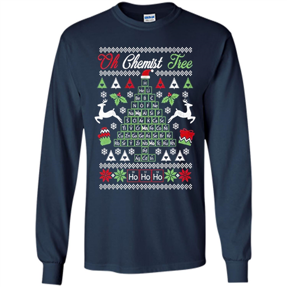Chemist Tree Shirt Oh Chemistry Tree Ugly Christmas - Long Sleeve T-Shirt