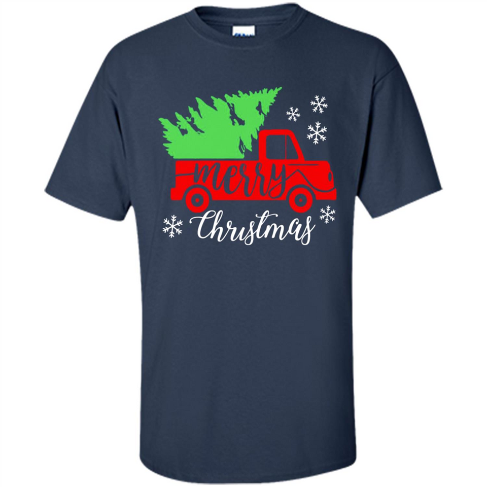 Vintage Christmas Classic Truck T-Shirt with Snow and Tree