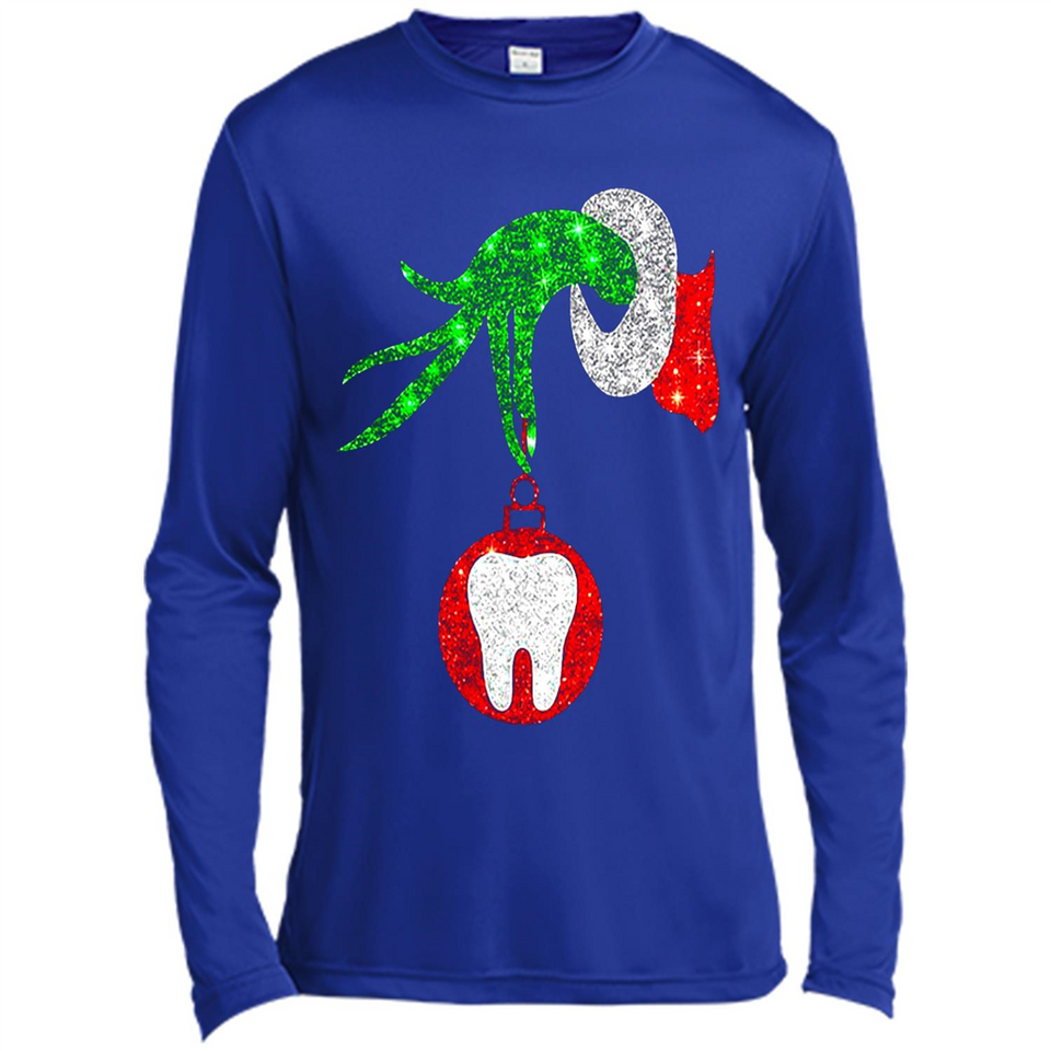 Christmas Nurse Grinch hand holding clinic dental ornament - Canvas Long Sleeve T-Shirt