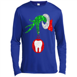 Christmas Nurse Grinch hand holding clinic dental ornament - Canvas Long Sleeve T-Shirt