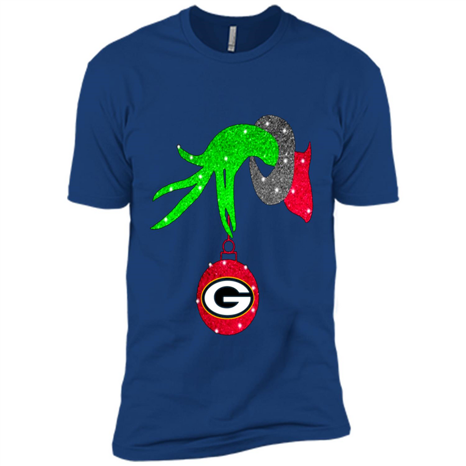 GRINCH HAND HOLDING GREEN BAY PACKERS GLITTER CHRISTMAS PINGPONG