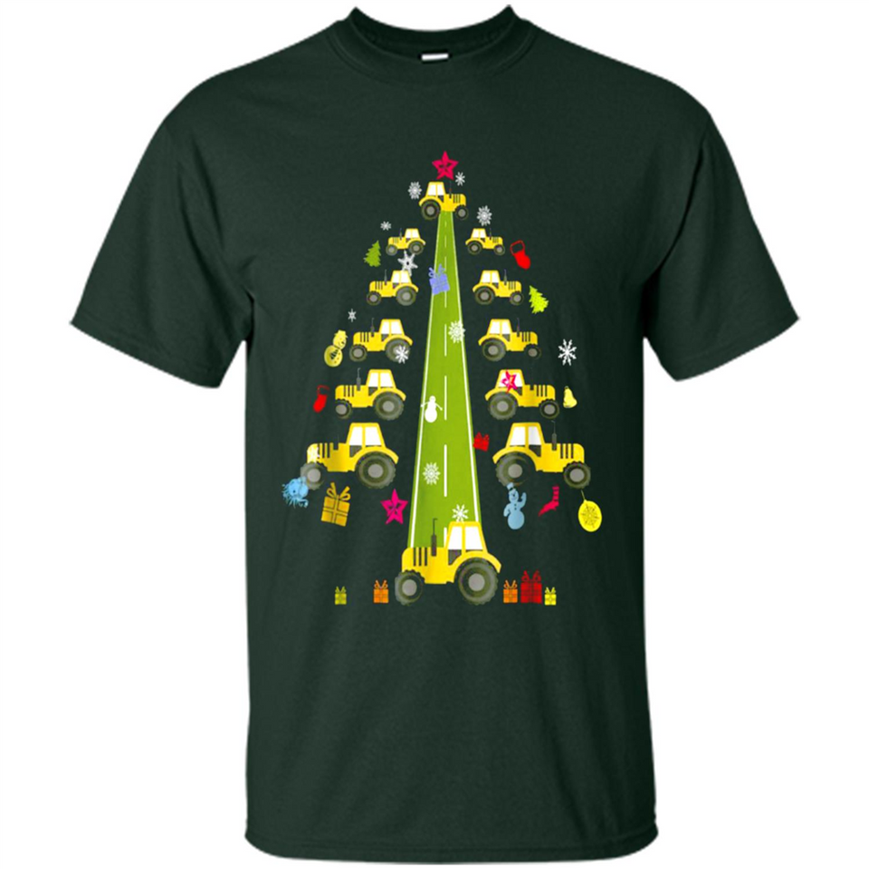 Tractor Car Christmas Tree T-shirt For Drivers