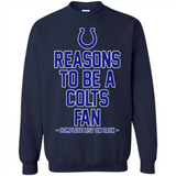 Reasons to be a Indianapolis Colts Fan Complete List on Back - Sweatshirt