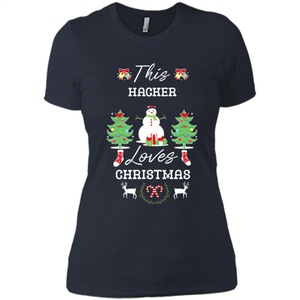 This Hacker Loves Christmas Tree Shirt with Snowman