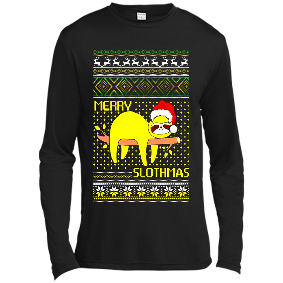 Merry Slothmas Sloth Christmas Sweater PINGPONG - Canvas Long Sleeve T-Shirt