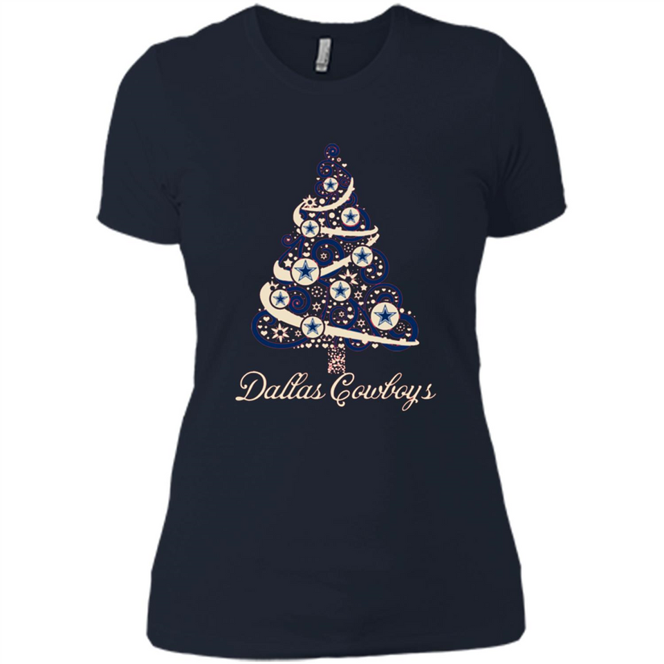 Dallas Cowboys NFL Football Team Logo Christmas Tree T-Shirt - Ladies' Boyfriend T-Shirt