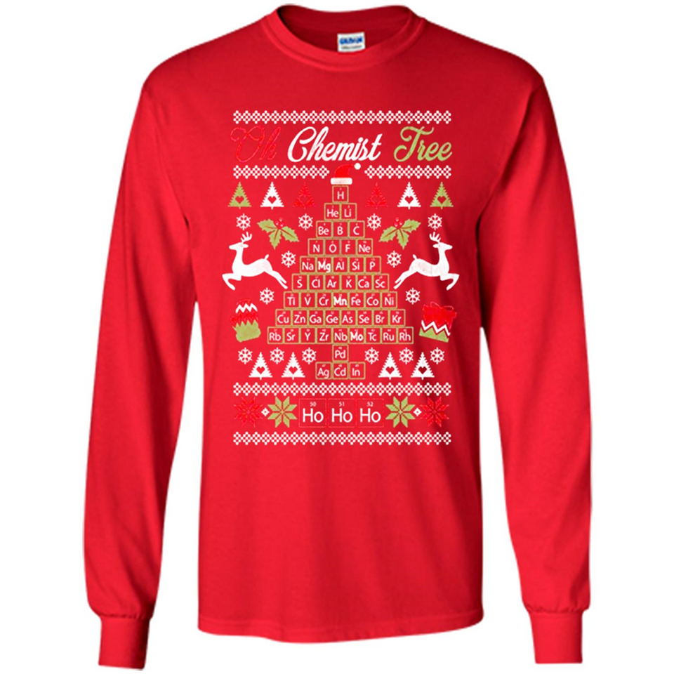 Chemist Tree Shirt Oh Chemistry Tree Ugly Christmas - Long Sleeve T-Shirt