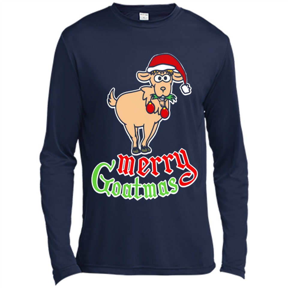 Christmas Merry Goatmas Goat Shirt Santa Hat - Canvas Long Sleeve T-Shirt