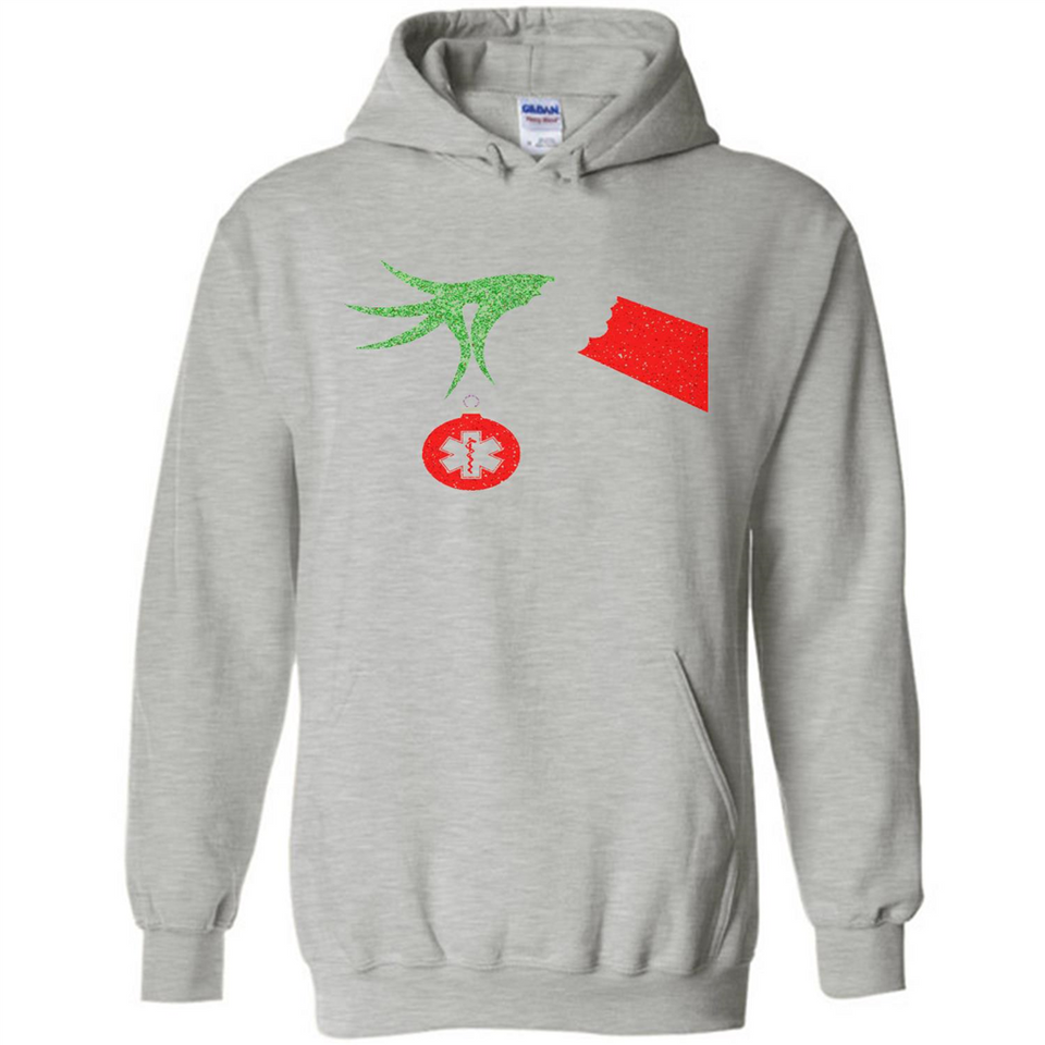 Funny Grinch Hand holding Doctor ornament Christmas Sporty T-Shirt - Hoodie
