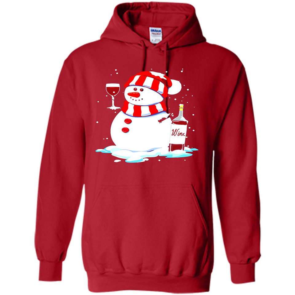 Cute Snowman drink Red Wine Christmas T-Shirt - Hoodie
