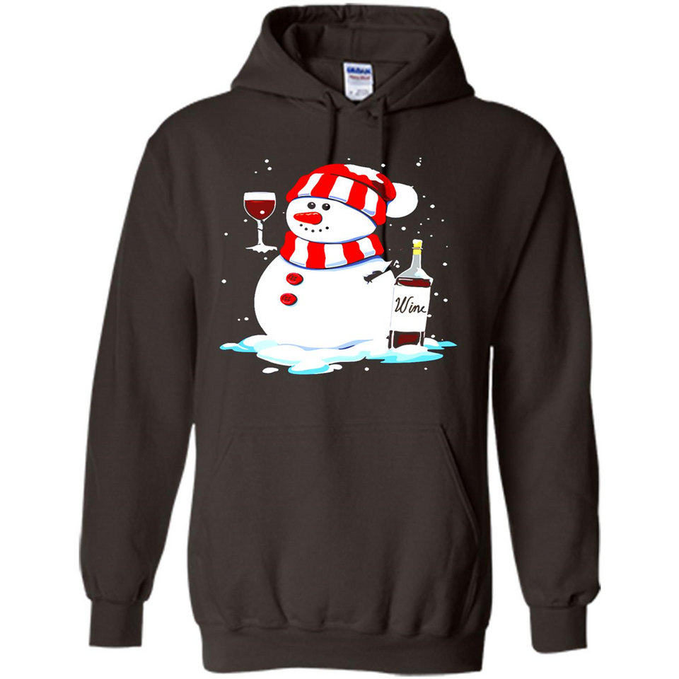 Cute Snowman drink Red Wine Christmas T-Shirt - Hoodie