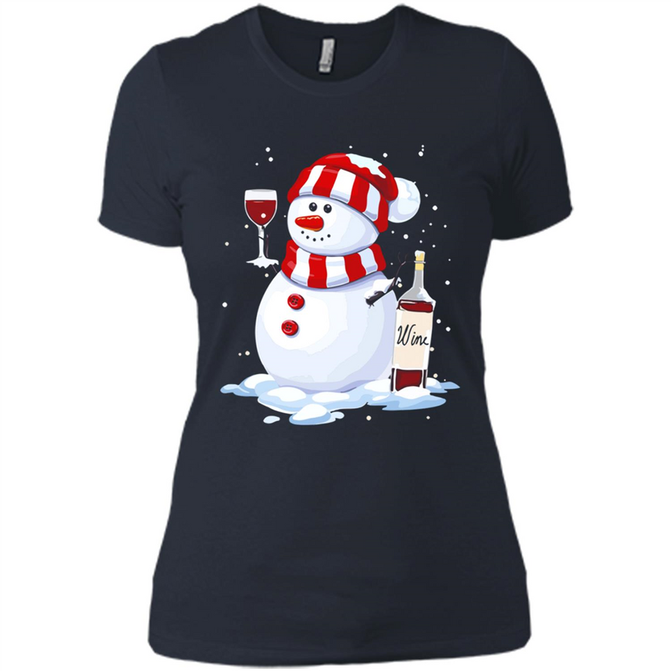 Cute Snowman drink Red Wine Christmas - Ladies' Boyfriend T-Shirt