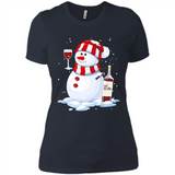 Cute Snowman drink Red Wine Christmas - Ladies' Boyfriend T-Shirt