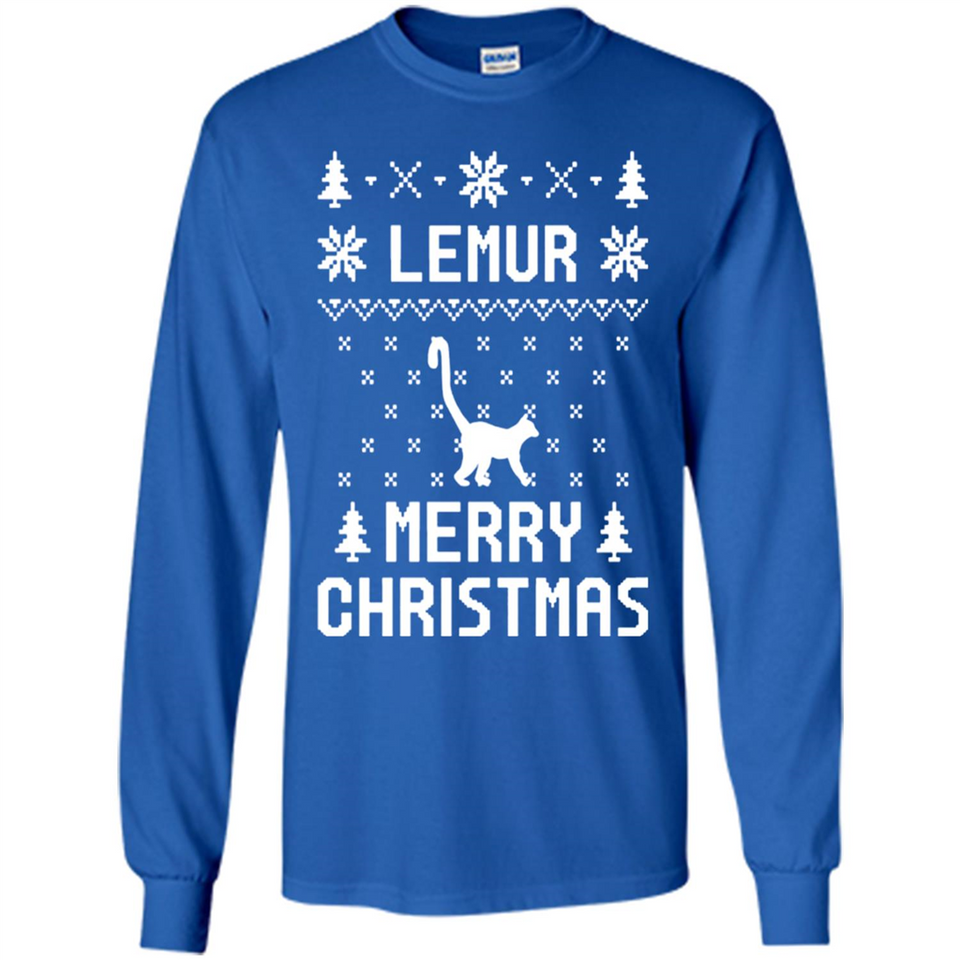 Vintage Tee For Women Men Graphic Shirts Lemur Ugly Christmas Sweater - Long Sleeve T-Shirt