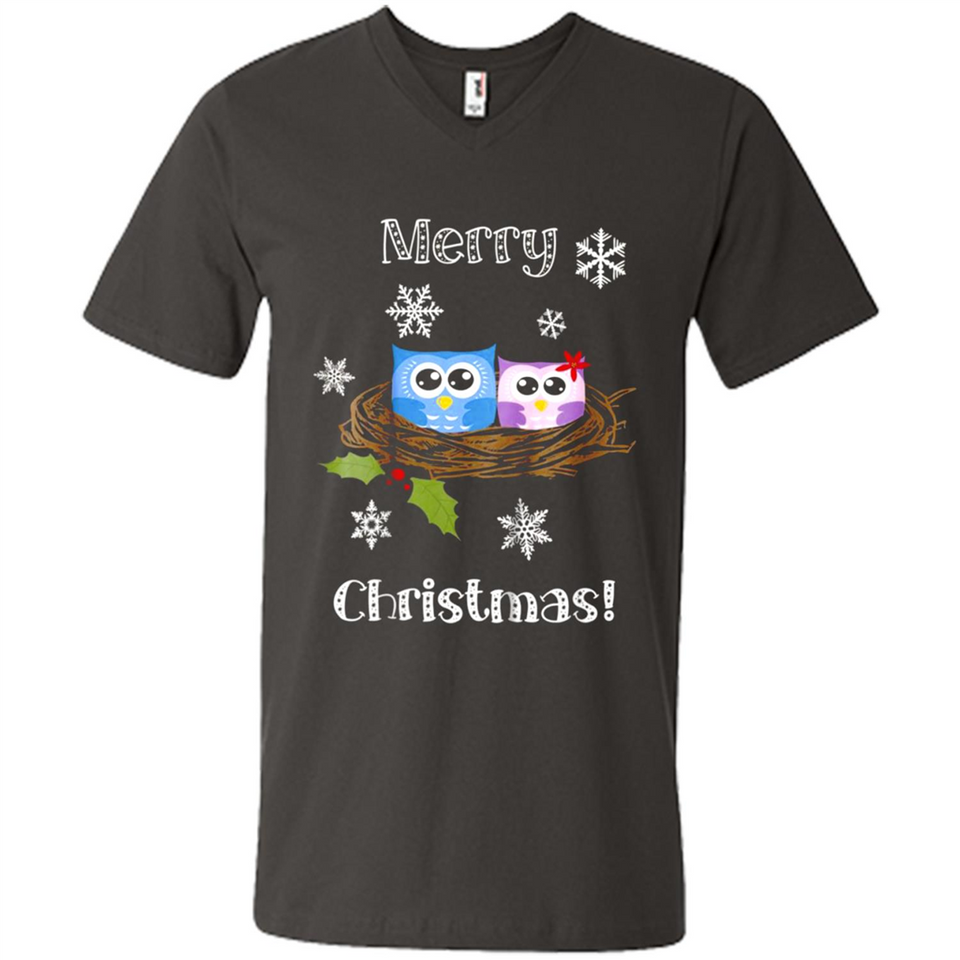 Cute Christmas Shirt Merry Christmas Snowflakes Owls Nest