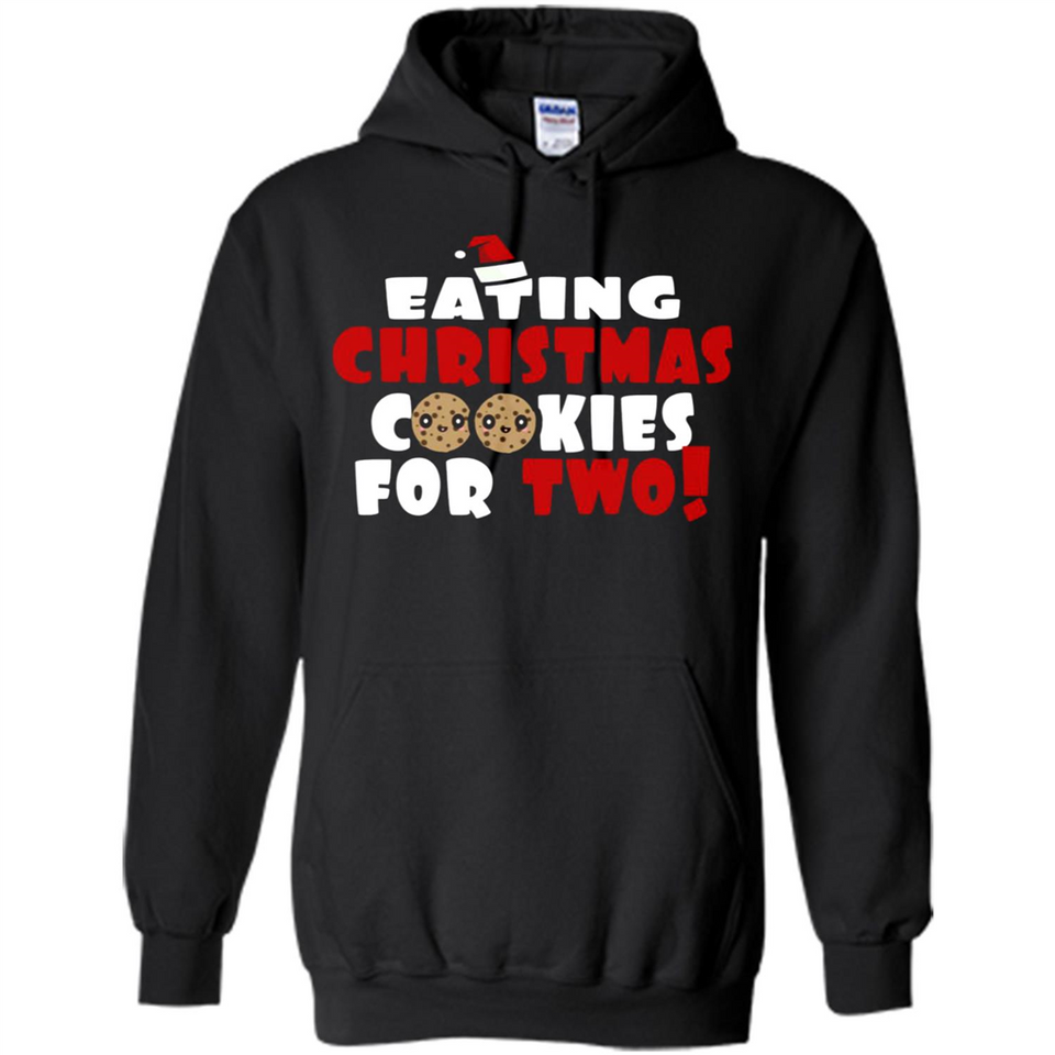 Womens Funny Eating Christmas Cookies For Two Pregnancy - Hoodie