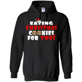Womens Funny Eating Christmas Cookies For Two Pregnancy - Hoodie