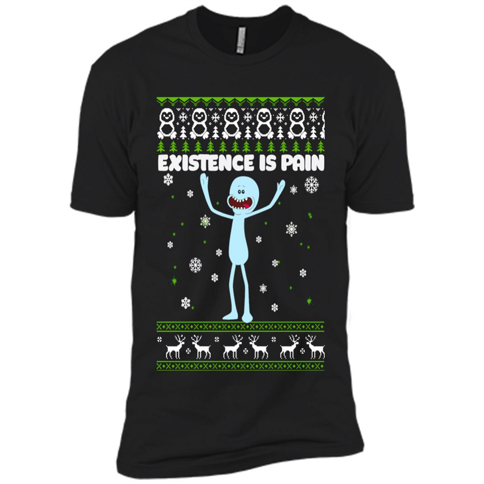 Mr Meeseeks Xistence Is Pain Ugly Christmas - Premium Short Sleeve T-Shirt