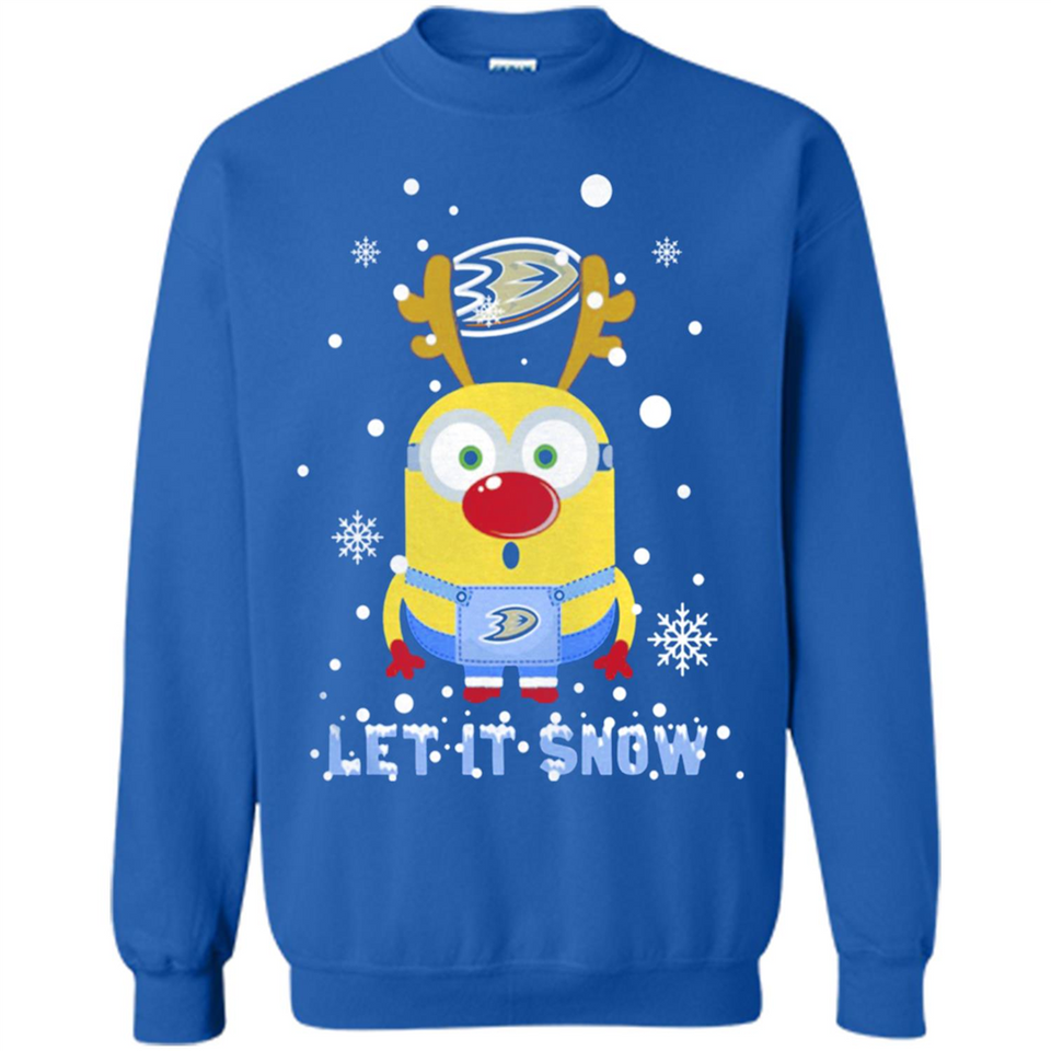 Minion Anaheim Ducks Ugly Christmas Sweater Let it Snow - Sweatshirt