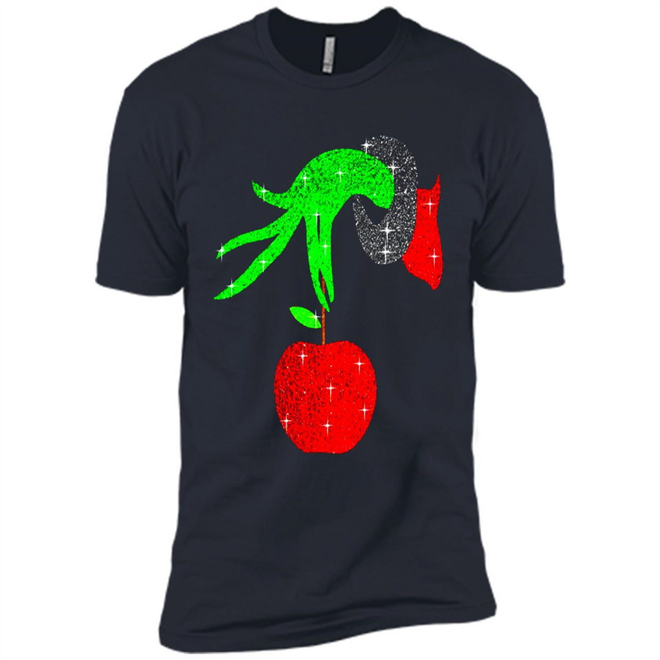 Christmas The Grinch Hand Holding Apple Ornament sweater - Premium Short Sleeve T-Shirt