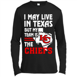 I May Live In Texas But My Team Is The Chiefs - Canvas Long Sleeve T-Shirt