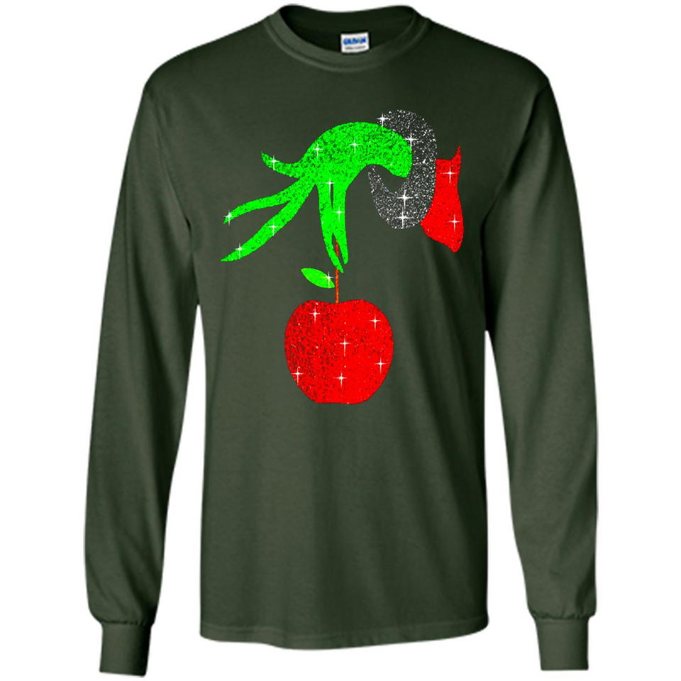 Christmas The Grinch Hand Holding Apple Ornament sweater - Long Sleeve T-Shirt