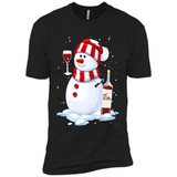Cute Snowman drink Red Wine Christmas - Premium Short Sleeve T-Shirt