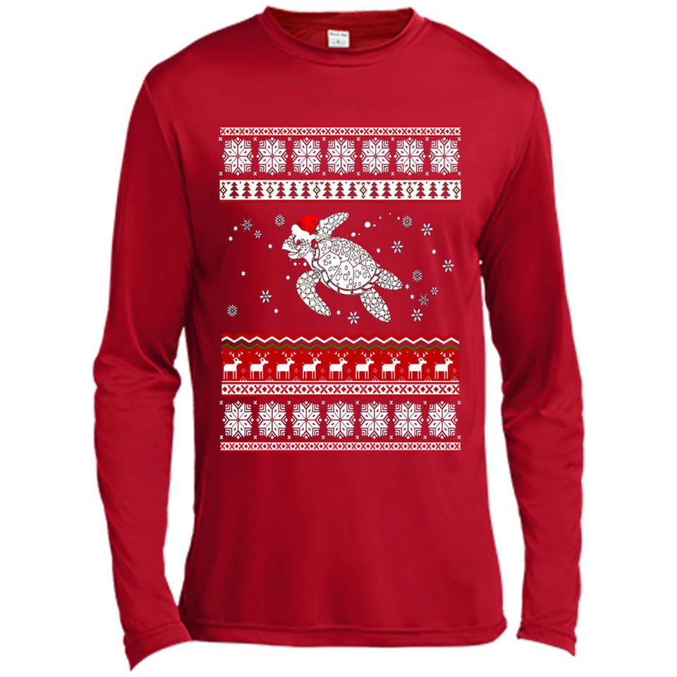 Sea Turtle Ugly Christmas T-Shirt - Canvas Long Sleeve T-Shirt