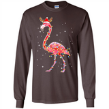 Christmas Lights Flamingo Wearing Santa Hat Funny Xmas - Long Sleeve T-Shirt