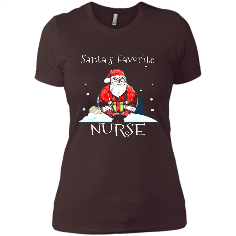Funny Christmas Nurse Shirt, Santa_s Favorite Nurse - Ladies' Boyfriend T-Shirt