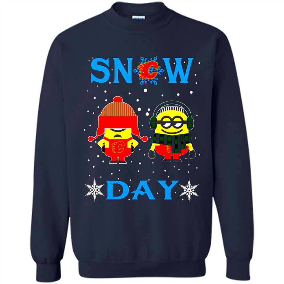 Snow Day Shirt For Calgary Flames Vs Minion Fans pingpong